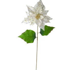 24" White And Gold Artificial Christmas Poinsettia Flower