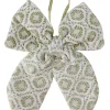 5.75" White And Gold Small Double Loop Bow Christmas Decor