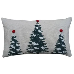 24" White And Green Christmas Tree Throw Pillow