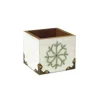 4.5" White And Green Distressed Snowflake Christmas Storage Box