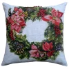 20" White And Green Handloomed Christmas Wreath Throw Pillow