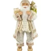 24" White And Ivory Santa Claus With Gift Bag Christmas Figure