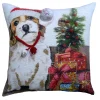 20" White And Red Adorable Dog With Gifts Christmas Throw Pillow