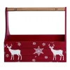 15" White And Red Christmas Panel Nordic Reindeer Container