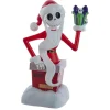 11.25" White And Red Jack Skellington Holding Present Christmas Tree Topper, Unlit
