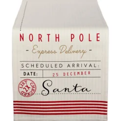 108" White And Red "North Pole Express Delivery" Christmas Table Runner
