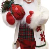 25" White And Red Santa With Sack Of Pine Christmas Figurine