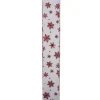 White And Red Snowflake Christmas Wired Craft Ribbon 2.5" X 10 Yards