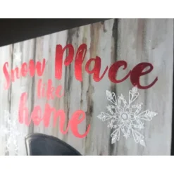 White And Red Snowman Printed Rectangular Christmas Wall Sign With Rope Hanger 10
