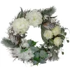 White And Silver Floral Flocked Pine Artificial Grapevine Christmas Wreath - 24-Inch, Unlit