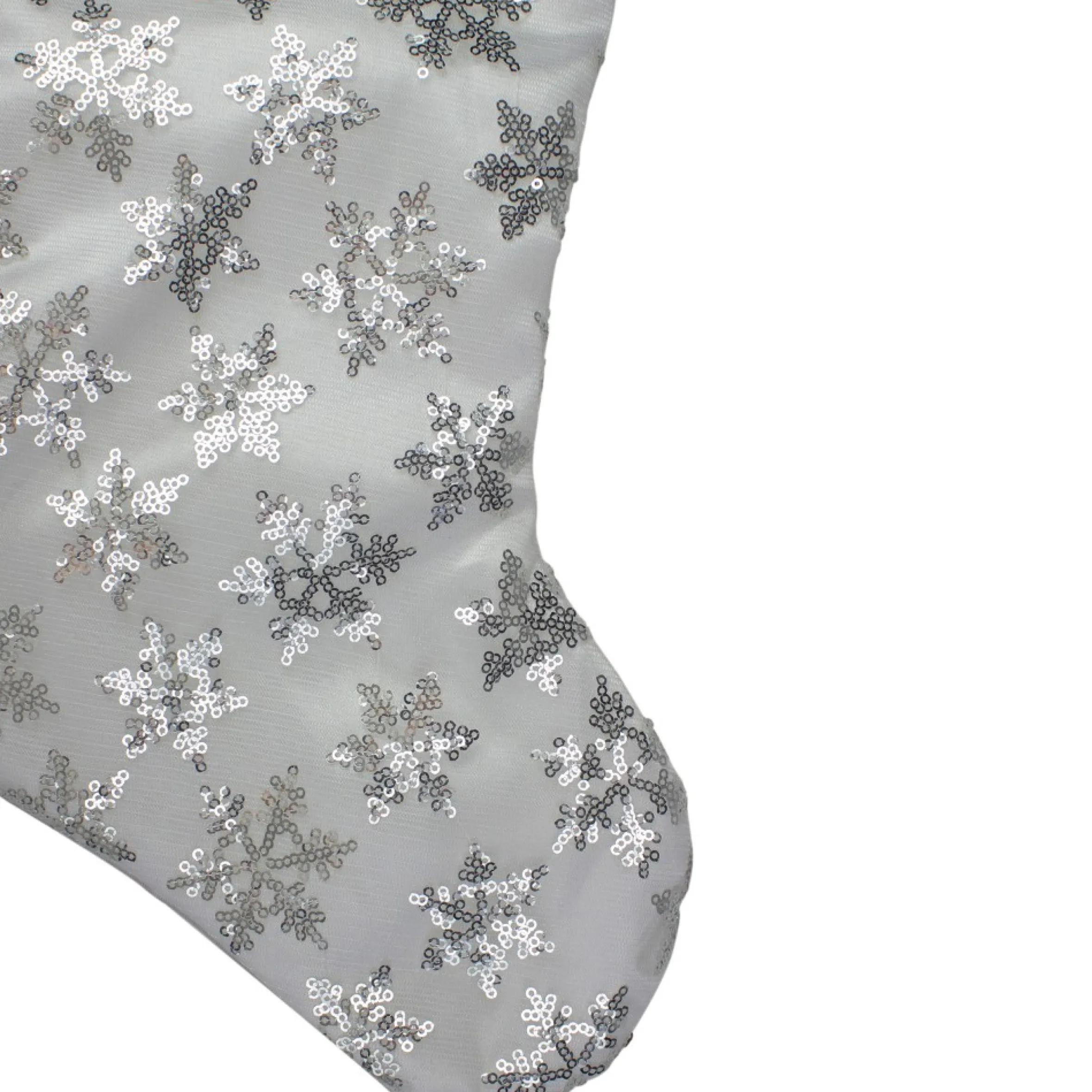 19 White And Silver Sequin Snowflake Christmas Stocking
