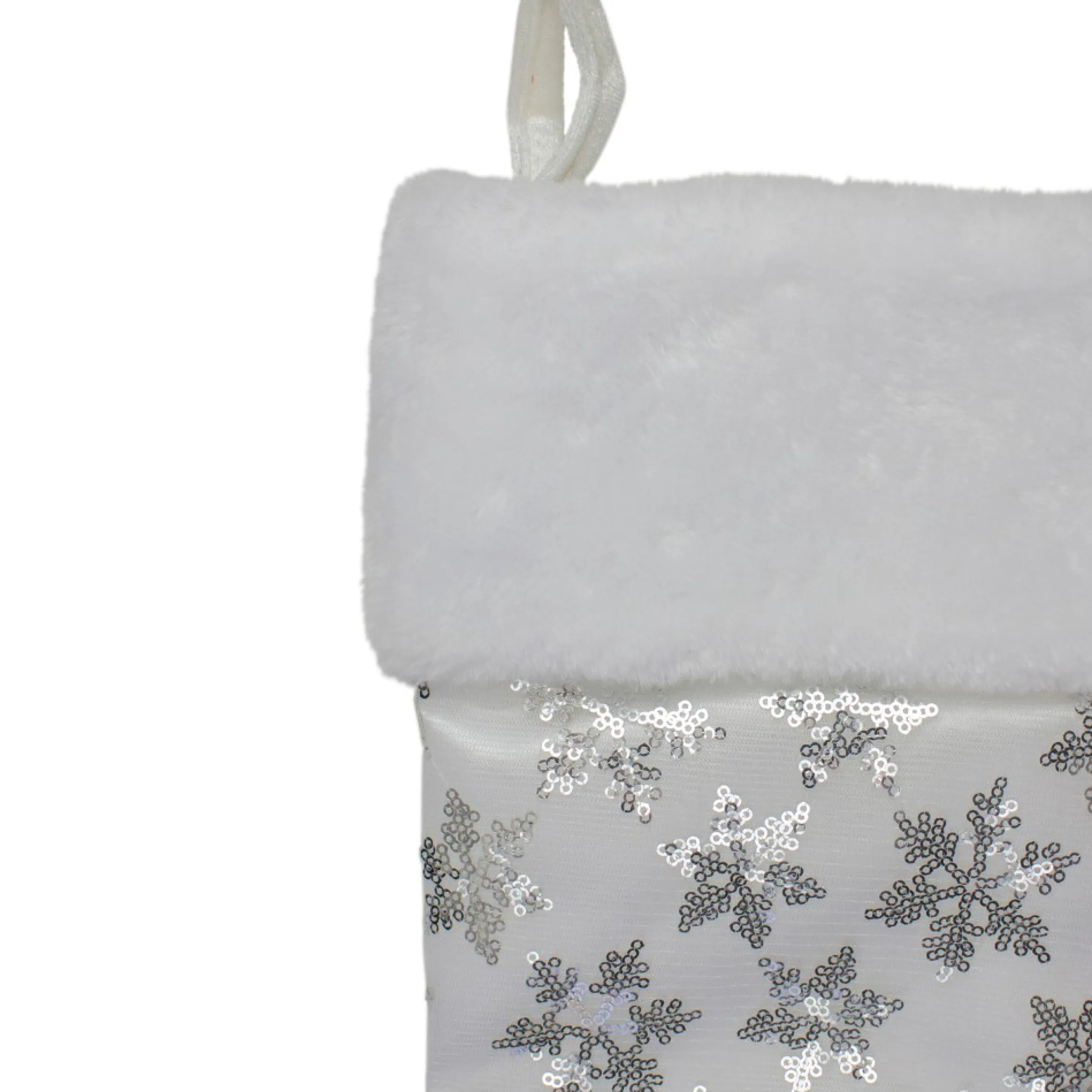 19 White And Silver Sequin Snowflake Christmas Stocking