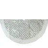 60" White And Silver Sequin Snowflake Christmas Tree Skirt With Faux Fur Border