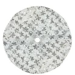 20" White And Silver Sequin Snowflake Mini Christmas Tree Skirt