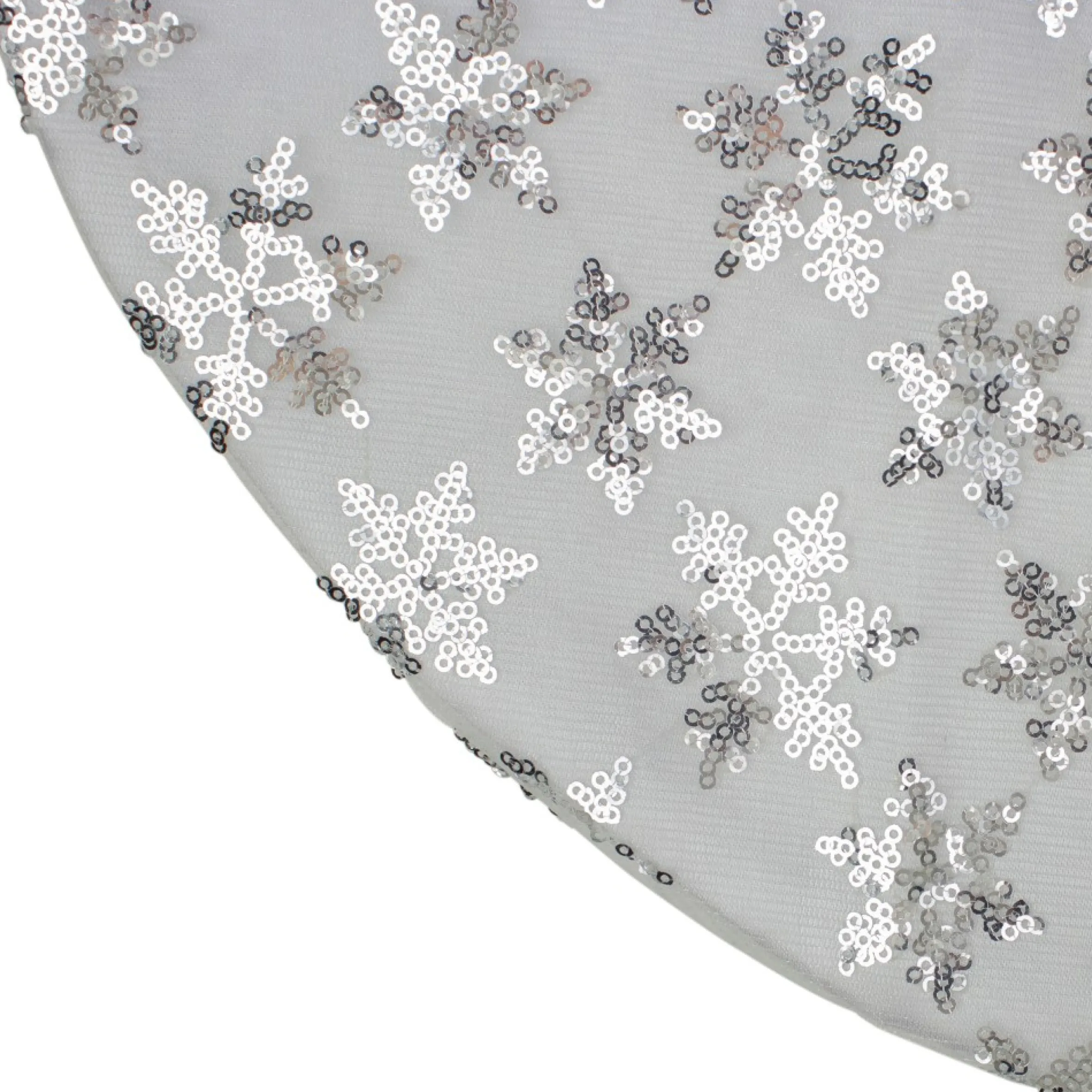 20" White And Silver Sequin Snowflake Mini Christmas Tree Skirt