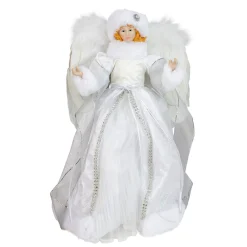 14" White Angel In A Sparkly Dress Christmas Tree Topper- Unlit