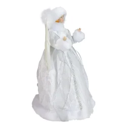 14" White Angel In A Sparkly Dress Christmas Tree Topper- Unlit
