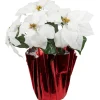 14.5" White Artificial Christmas Poinsettia With Red Wrapped Base