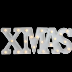 18.5" White Battery Operated Led Lighted Xmas Christmas Marquee Sign