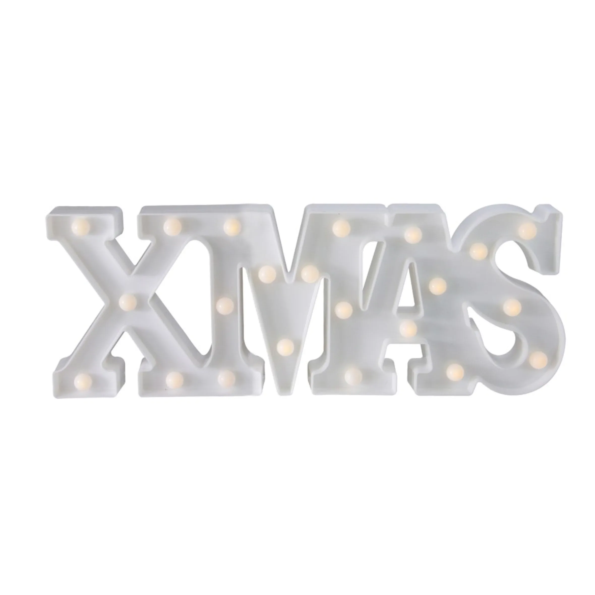 18.5" White Battery Operated Led Lighted Xmas Christmas Marquee Sign