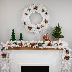 White Canadian Pine Artificial Christmas Wreath, 30 Inch, Unlit