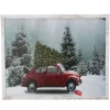 19" White Distressed Frame Red Vintage Vw Car Led Lighted Christmas Canvas