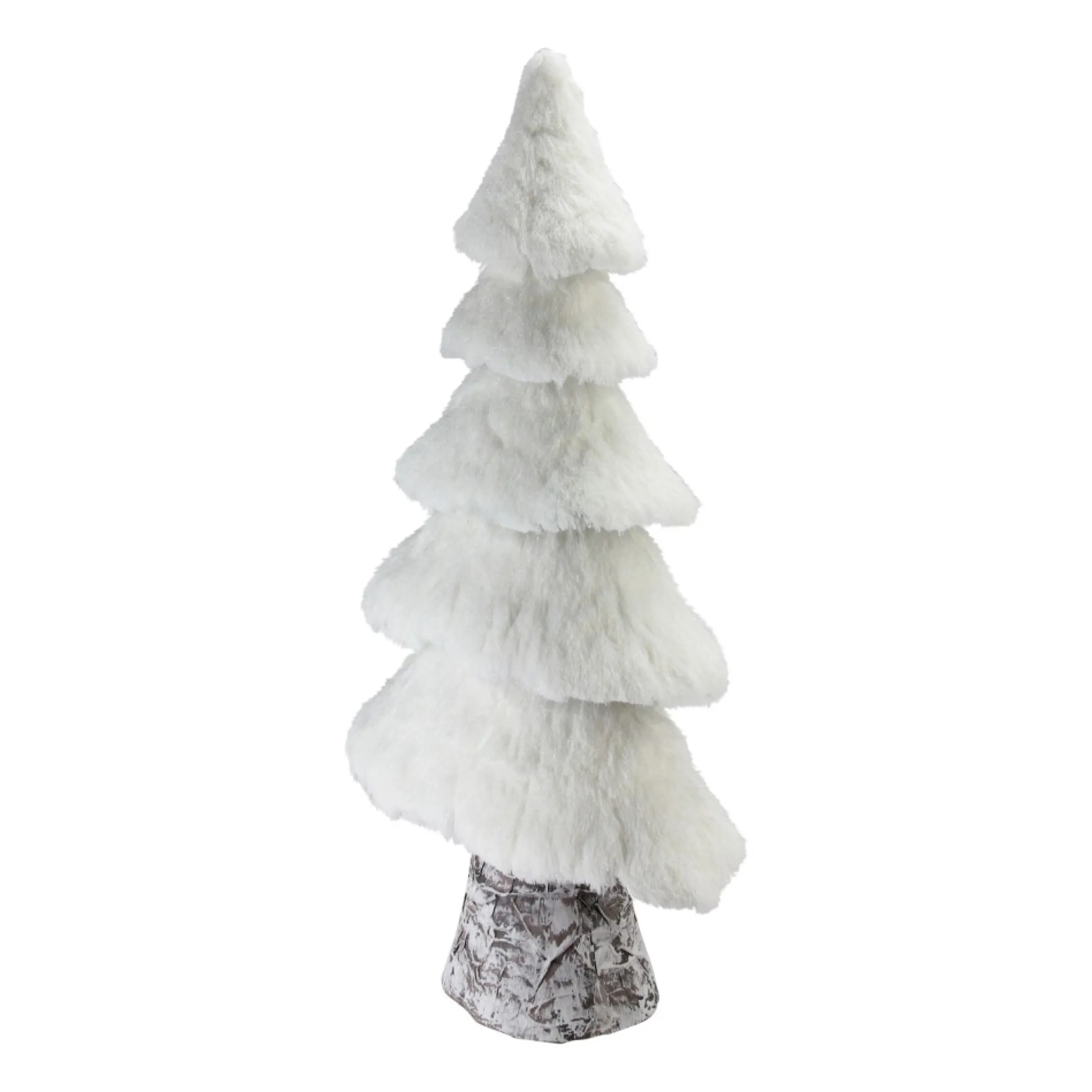 20.5" White Faux Fur Birch Tree Christmas Decoration