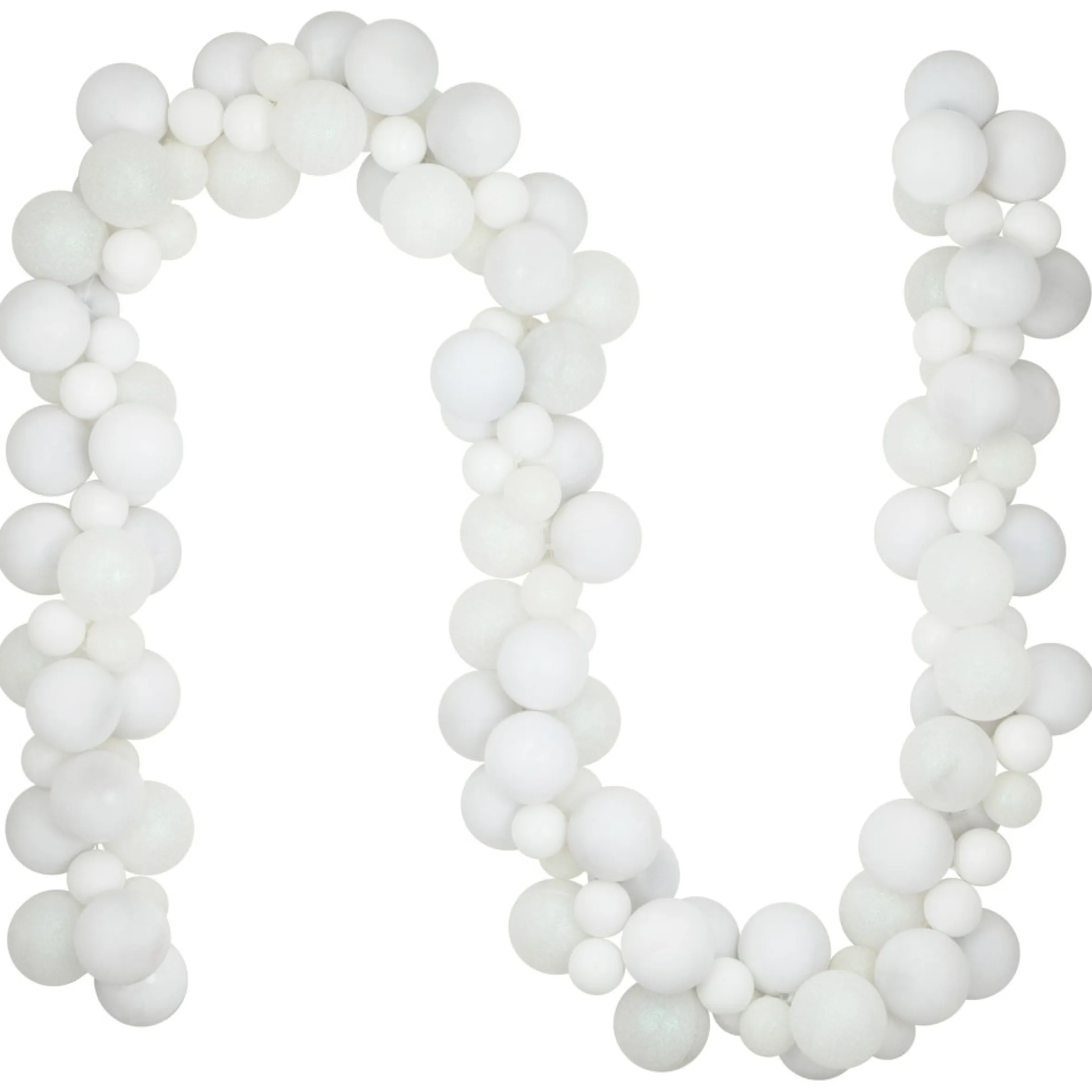 6' White 3-Finish Shatterproof Ball Christmas Garland