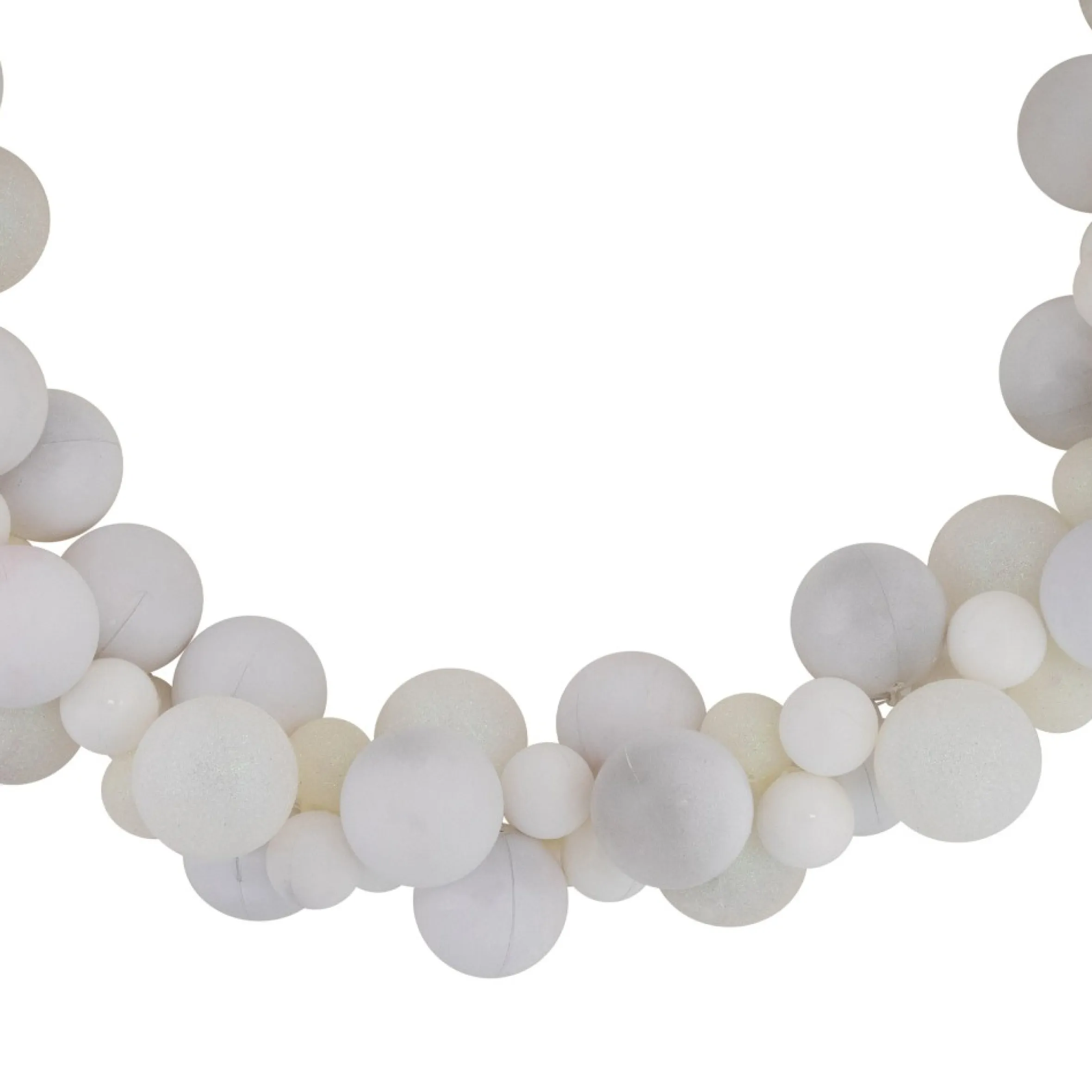 6' White 3-Finish Shatterproof Ball Christmas Garland