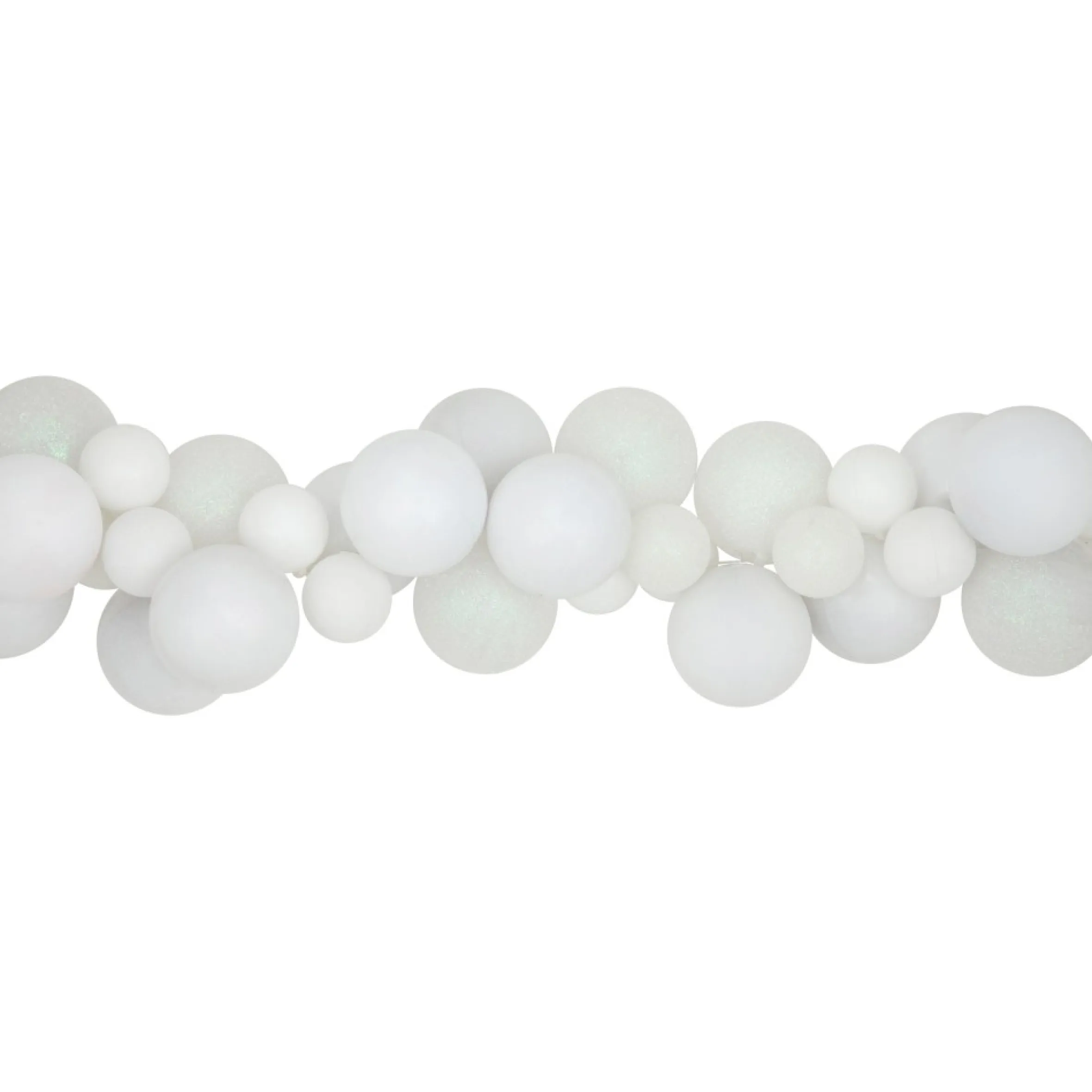 6' White 3-Finish Shatterproof Ball Christmas Garland