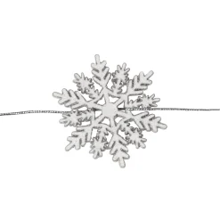 5' White Glitter Dusted Wooden Snowflake Christmas Garland