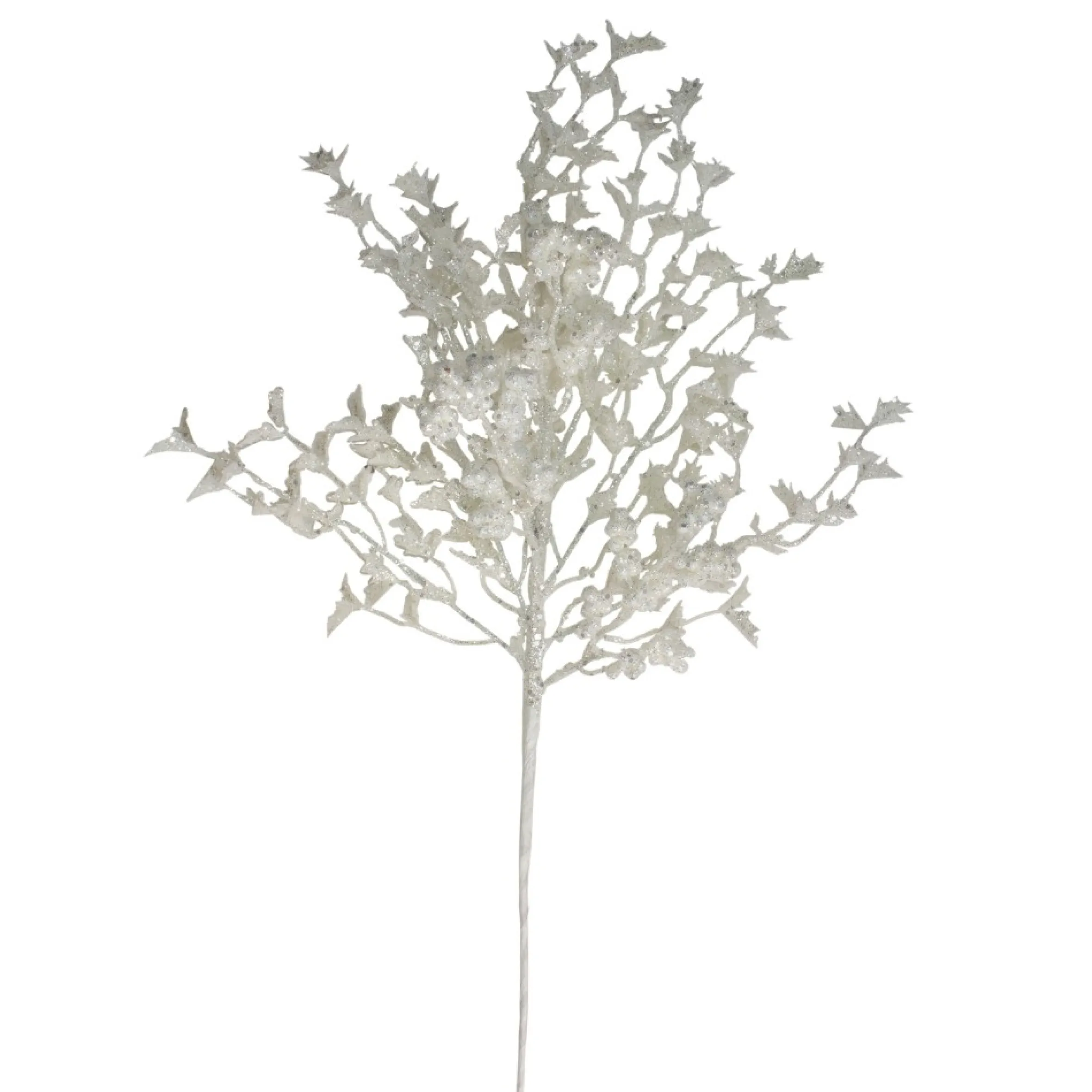 26" White Glittered Holly Leaves And Berries Artificial Christmas Spray