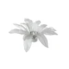 13" White Glittered Poinsettia Christmas Votive Candle Holder