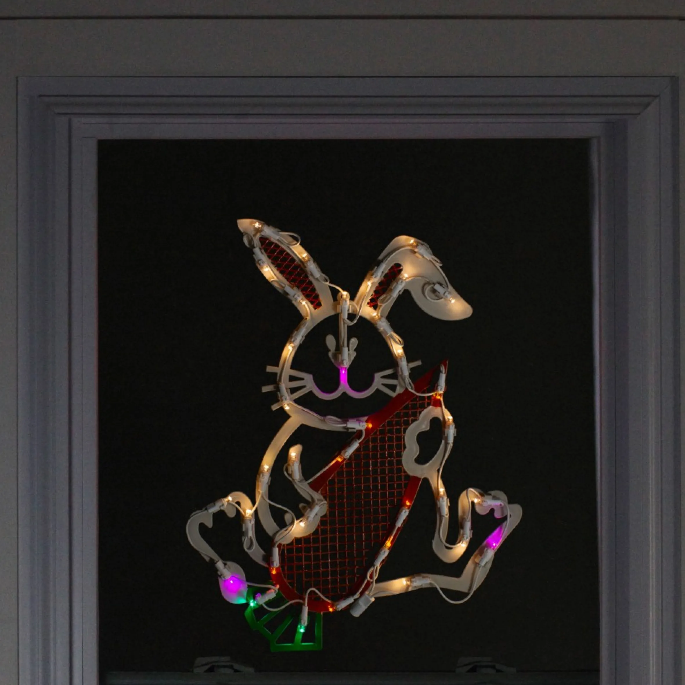17" White Led Lighted Easter Bunny Rabbit Spring Window Silhouette