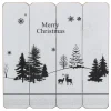 16" White Merry Christmas Post Card Winter Scene Wooden Wall Sign