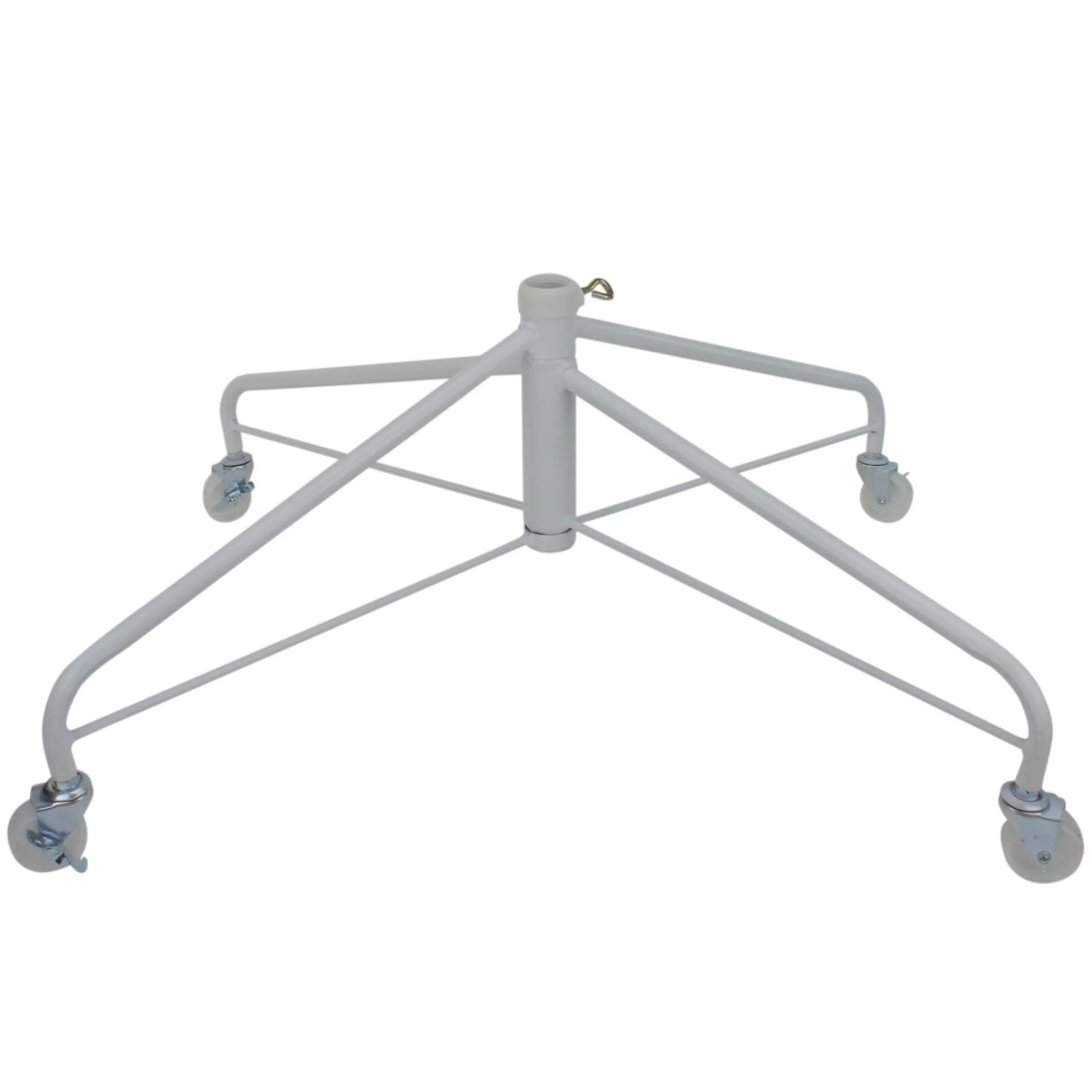White Metal Rolling Christmas Tree Stand For 9'-12' Artificial Trees