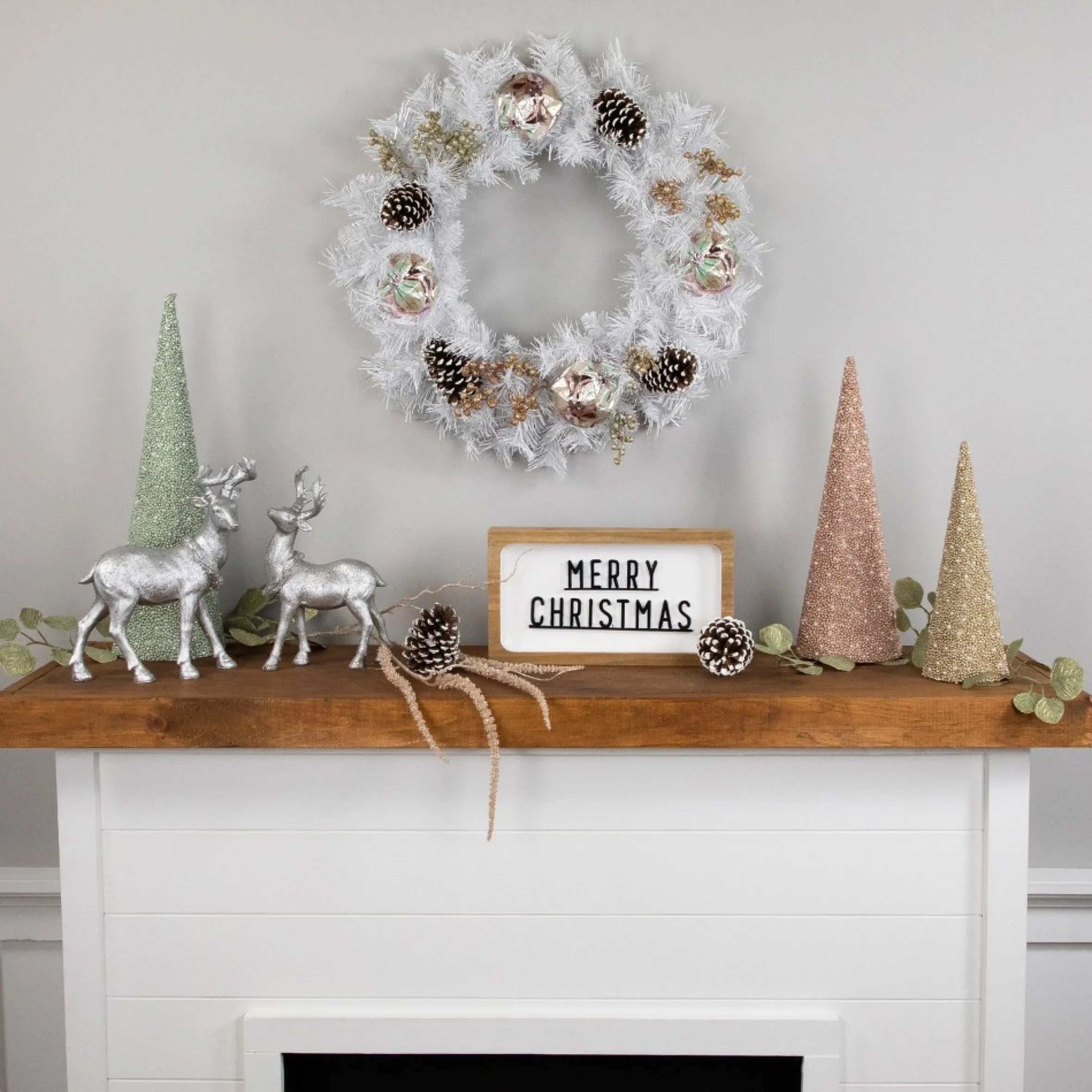 White Pine Artificial Christmas Wreath, 24-Inch, Unlit