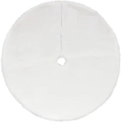 48" White Plush Solid Round Christmas Tree Skirt