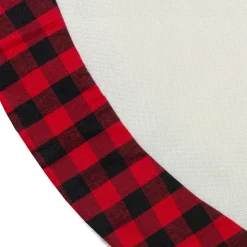 48" White, Red And Black Buffalo Plaid Tree Christmas Tree Skirt
