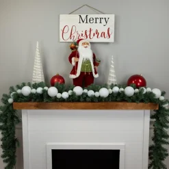 6' White Shatterproof Ball 3-Finish Christmas Garland