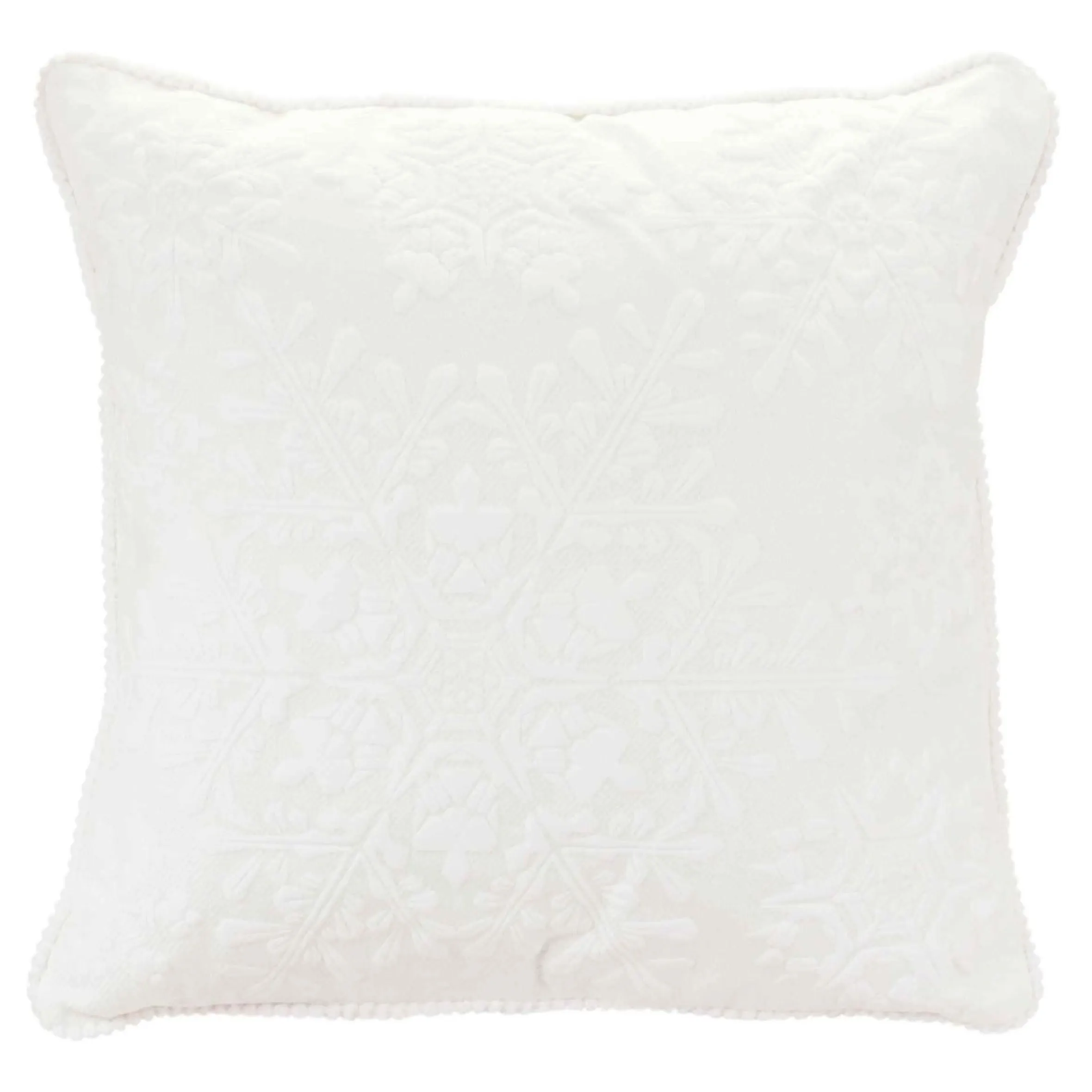 17" White Snowflake Square Christmas Throw Pillow