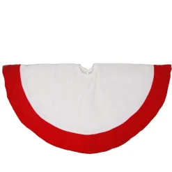 26" White Traditional Christmas Tree Skirt With A Red Border