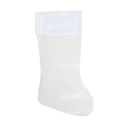 18" White Traditional Hanging Christmas Stocking