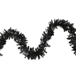Wide Cut Black Halloween Tinsel Garland - 50 Feet, Unlit