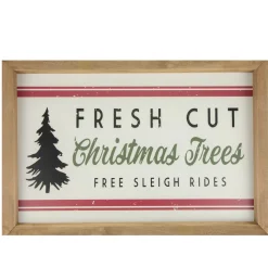 18" Wooden Framed "Fresh Cut Christmas Trees" Wall Sign