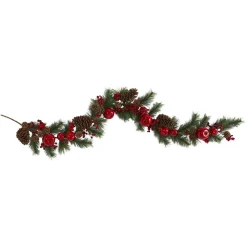 6' X 12" Berry And Pinecone With Apple Artificial Christmas Garland, Unlit