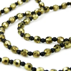 2.5' X 14" Black And Gold Beaded Christmas Garland - Unlit