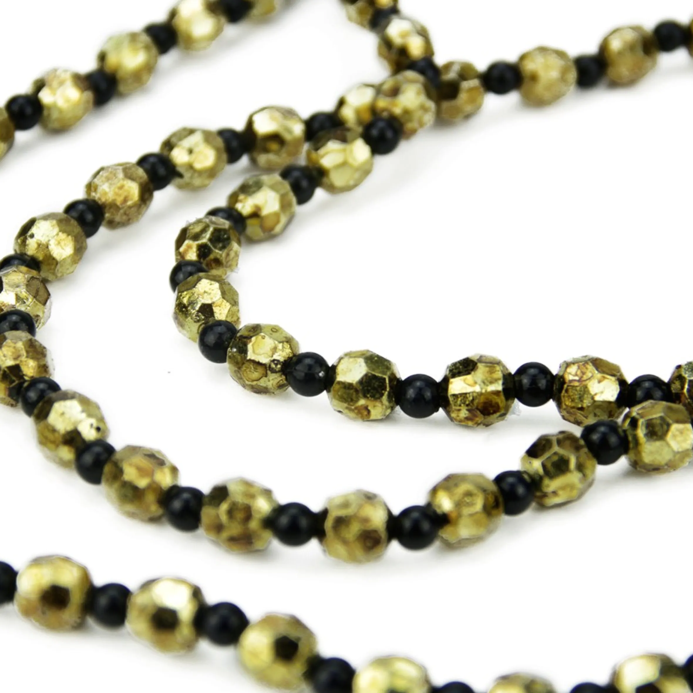 2.5' X 14" Black And Gold Beaded Christmas Garland - Unlit