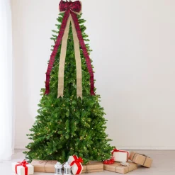 48" X 10" Burlap And Buffalo Plaid 16 Loop Christmas Bow Decoration