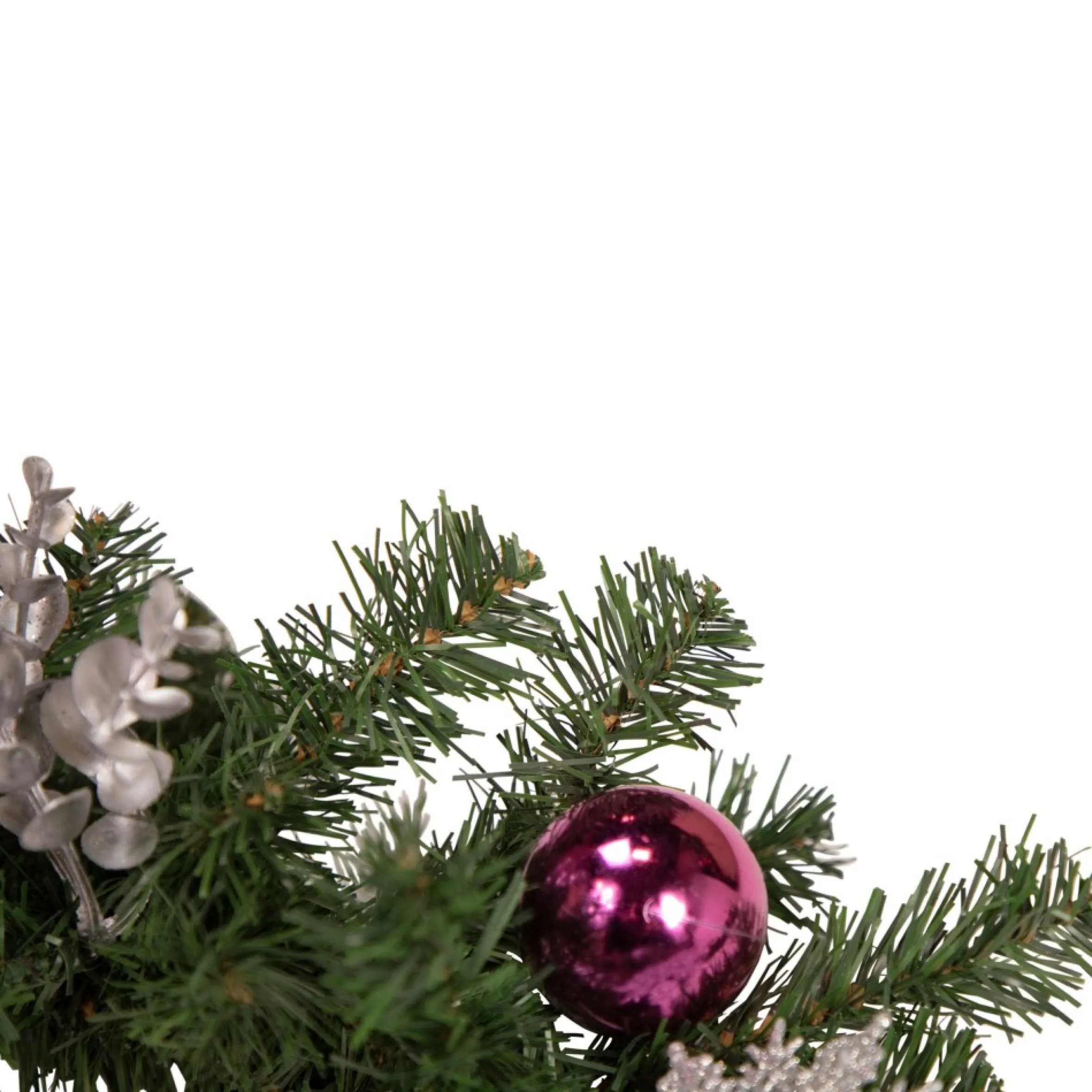 6' X 9" Foliage, Poinsettia And Ornament Artificial Christmas Garland, Unlit